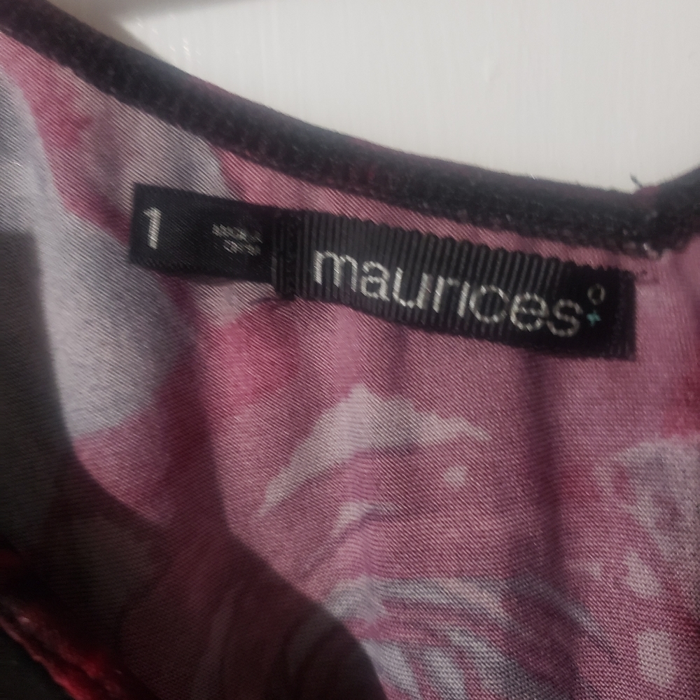 Maurices Black and Raspberry Ruffled-front Top, Size 1X - Picture 3 of 6